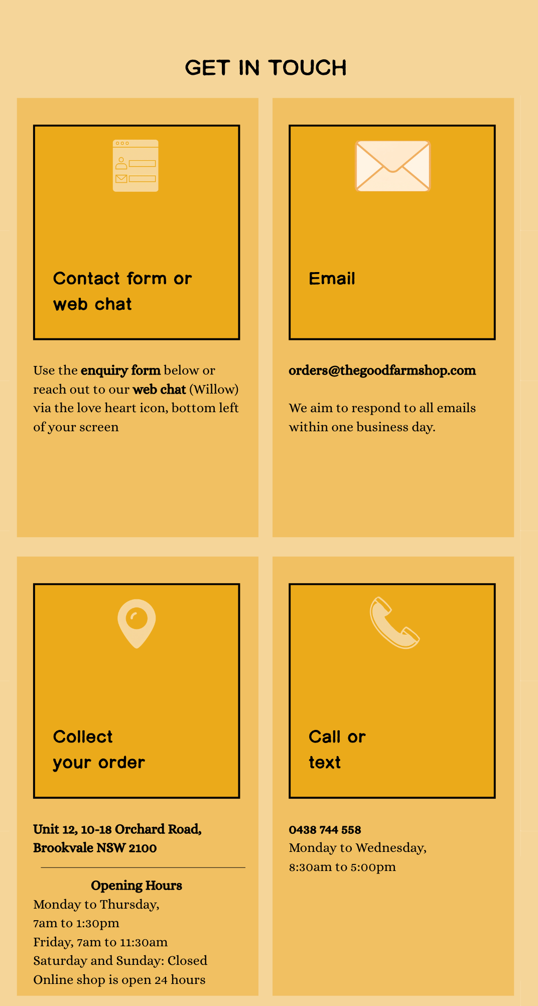 Get in touch information 