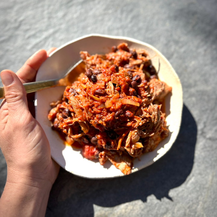 BBQ Pulled Pork with Black Beans (Serves 2)