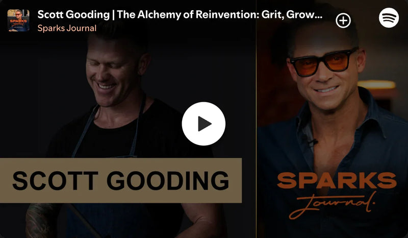 Promotional graphic for Scott Gooding featuring his name and 'Sparks Journal' logo.